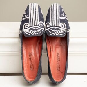 Stubbs & Wootton 9.5 Canvas Ballet Loafers Greek Old Money Artsy Academia $625